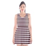 Horizontal Stripes - White and Dark Sienna Brown Scoop Neck Skater Dress
