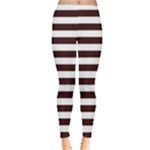 Horizontal Stripes - White and Dark Sienna Brown Women s Leggings