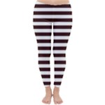 Horizontal Stripes - White and Dark Sienna Brown Winter Leggings