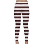 Horizontal Stripes - White and Dark Sienna Brown Yoga Leggings