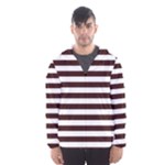 Horizontal Stripes - White and Dark Sienna Brown Hooded Wind Breaker (Men)