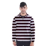 Horizontal Stripes - White and Dark Sienna Brown Wind Breaker (Men)
