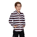 Horizontal Stripes - White and Dark Sienna Brown Wind Breaker (Kids)