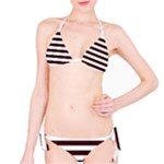 Horizontal Stripes - White and Dark Sienna Brown Bikini Set