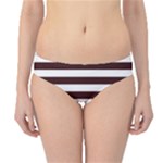 Horizontal Stripes - White and Dark Sienna Brown Hipster Bikini Bottoms