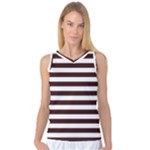 Horizontal Stripes - White and Dark Sienna Brown Women s Basketball Tank Top