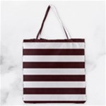 Horizontal Stripes - White and Dark Sienna Brown Grocery Tote Bag