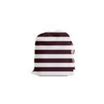 Horizontal Stripes - White and Dark Sienna Brown Drawstring Pouch (XS)
