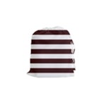 Horizontal Stripes - White and Dark Sienna Brown Drawstring Pouch (S)