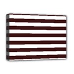 Horizontal Stripes - White and Dark Sienna Brown Deluxe Canvas 16  x 12  (Stretched)