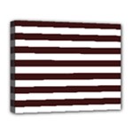 Horizontal Stripes - White and Dark Sienna Brown Deluxe Canvas 20  x 16  (Stretched)