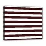 Horizontal Stripes - White and Dark Sienna Brown Deluxe Canvas 24  x 20  (Stretched)