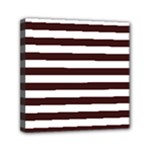 Horizontal Stripes - White and Dark Sienna Brown Mini Canvas 6  x 6  (Stretched)
