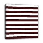 Horizontal Stripes - White and Dark Sienna Brown Mini Canvas 8  x 8  (Stretched)