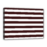 Horizontal Stripes - White and Dark Sienna Brown Canvas 16  x 12  (Stretched)