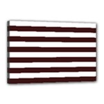 Horizontal Stripes - White and Dark Sienna Brown Canvas 18  x 12  (Stretched)