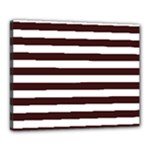 Horizontal Stripes - White and Dark Sienna Brown Canvas 20  x 16  (Stretched)