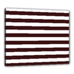 Horizontal Stripes - White and Dark Sienna Brown Canvas 24  x 20  (Stretched)