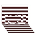 Horizontal Stripes - White and Dark Sienna Brown I Love You 3D Greeting Card (7x5)