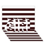 Horizontal Stripes - White and Dark Sienna Brown GIRL 3D Greeting Card (7x5)