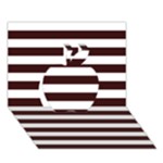 Horizontal Stripes - White and Dark Sienna Brown Apple 3D Greeting Card (7x5)