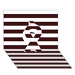 Horizontal Stripes - White and Dark Sienna Brown Ribbon 3D Greeting Card (7x5)