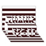Horizontal Stripes - White and Dark Sienna Brown THANK YOU 3D Greeting Card (7x5)