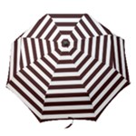 Horizontal Stripes - White and Dark Sienna Brown Folding Umbrella