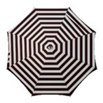 Horizontal Stripes - White and Dark Sienna Brown Golf Umbrella