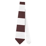 Horizontal Stripes - White and Dark Sienna Brown Necktie (One Side)