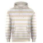 Horizontal Stripes - White and Champagne Orange Men s Pullover Hoodie