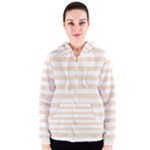 Horizontal Stripes - White and Champagne Orange Women s Zipper Hoodie