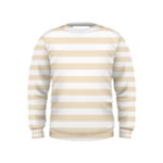 Horizontal Stripes - White and Champagne Orange Kid s Sweatshirt
