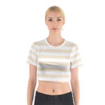 Horizontal Stripes - White and Champagne Orange Cotton Crop Top