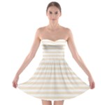 Horizontal Stripes - White and Champagne Orange Strapless Bra Top Dress