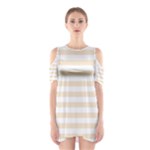 Horizontal Stripes - White and Champagne Orange Women s Cutout Shoulder Dress