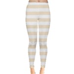 Horizontal Stripes - White and Champagne Orange Women s Leggings