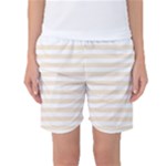 Horizontal Stripes - White and Champagne Orange Women s Basketball Shorts