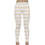 Horizontal Stripes - White and Champagne Orange Yoga Leggings