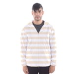 Horizontal Stripes - White and Champagne Orange Hooded Wind Breaker (Men)
