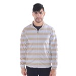 Horizontal Stripes - White and Champagne Orange Wind Breaker (Men)