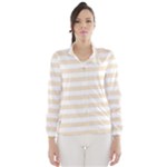 Horizontal Stripes - White and Champagne Orange Wind Breaker (Women)