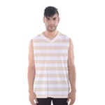 Horizontal Stripes - White and Champagne Orange Men s Basketball Tank Top