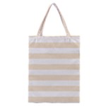 Horizontal Stripes - White and Champagne Orange Classic Tote Bag