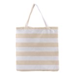 Horizontal Stripes - White and Champagne Orange Grocery Tote Bag