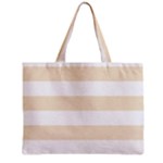 Horizontal Stripes - White and Champagne Orange Zipper Mini Tote Bag