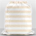Horizontal Stripes - White and Champagne Orange Drawstring Bag (Large)