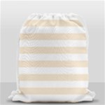 Horizontal Stripes - White and Champagne Orange Drawstring Bag (Small)