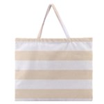 Horizontal Stripes - White and Champagne Orange Zipper Large Tote Bag