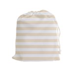 Horizontal Stripes - White and Champagne Orange Drawstring Pouch (XL)